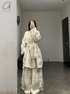 Mutedance 24 Autumn and Winter Loose Scarf Wool Silk Flower Dye Jacket MD-MD24FW29-hoary